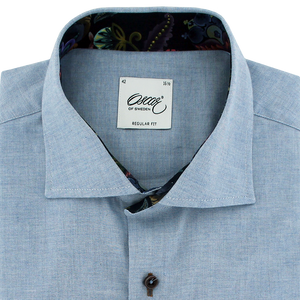 Oscar of Sweden Regular Fit Brushed Cotton Shirt Blue