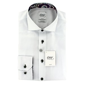 Oscar of Sweden Slim Fit Twill Shirt White