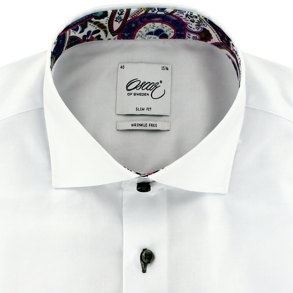 Oscar of Sweden Slim Fit Twill Shirt White