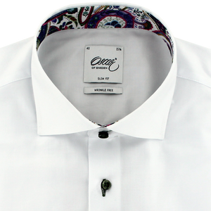 Oscar of Sweden Slim Fit Twill Shirt White