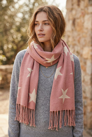 Pink Star Design Scarf