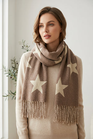 Brown Star Design Scarf