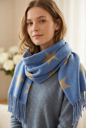 Denim Star Design Scarf