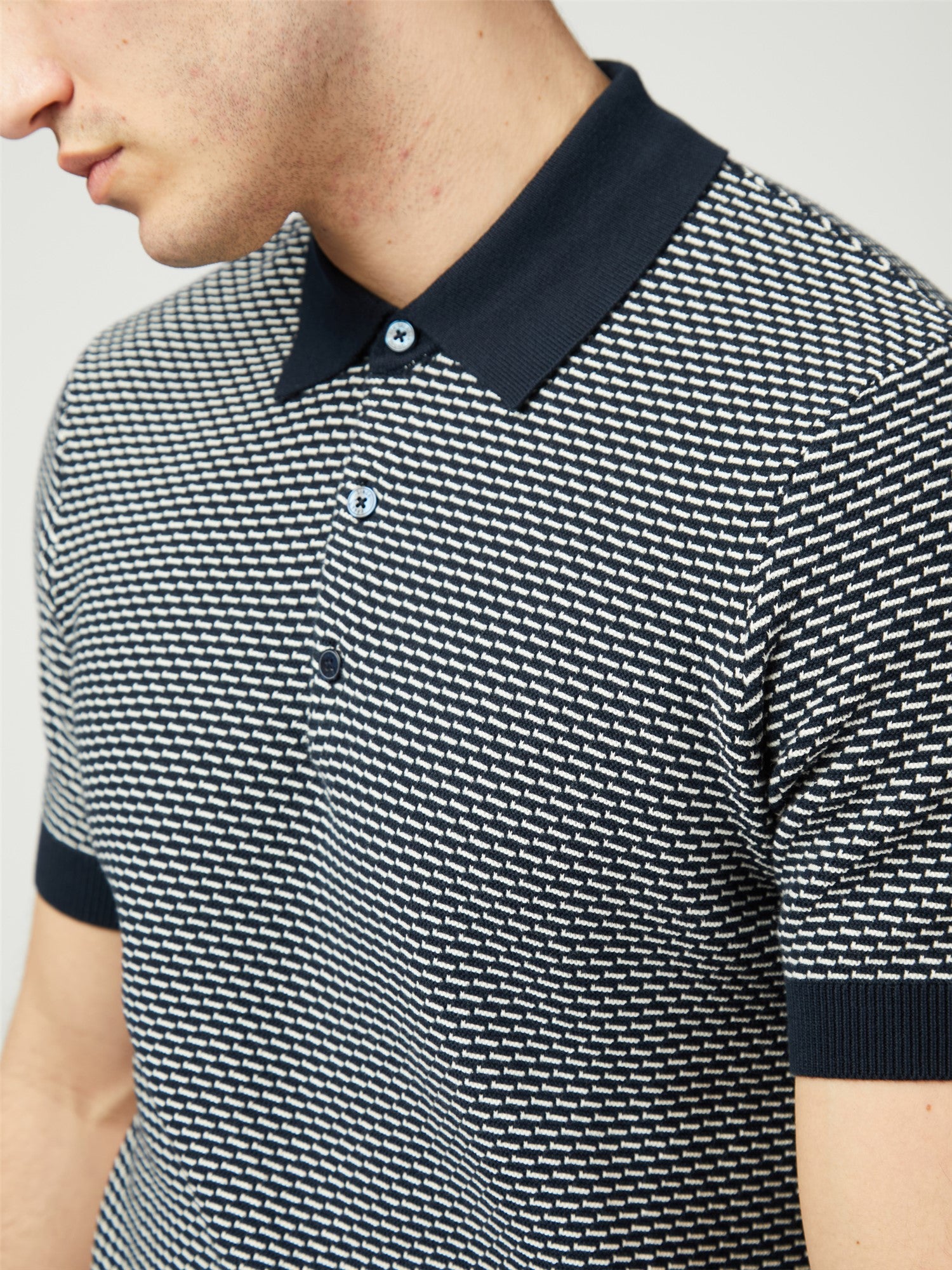 Ben Sherman Bicoloured Textured Polo Navy