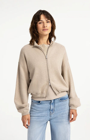 Grey Knitted Zip Cardigan