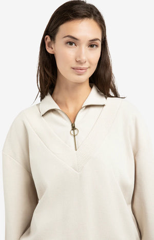 Beige Half Zip Sweater