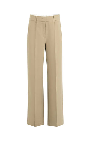 Beige Wide Leg Trousers