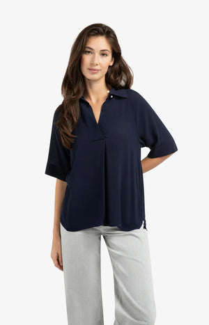 Navy Raglan Sleeves Top