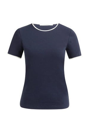 Navy Contrasting Trim T-Shirt