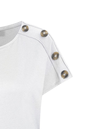 White Button Shoulder Top