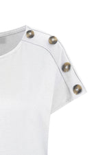 Load image into Gallery viewer, White Button Shoulder Top
