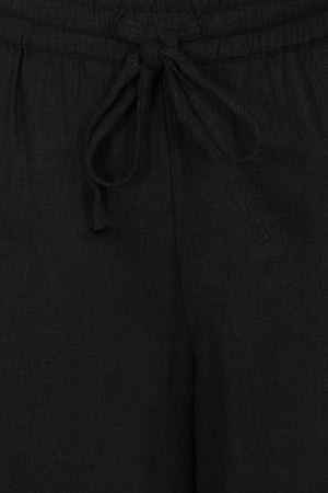 Black Linen Blend Trousers