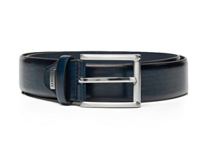 Navy London Leather Belt