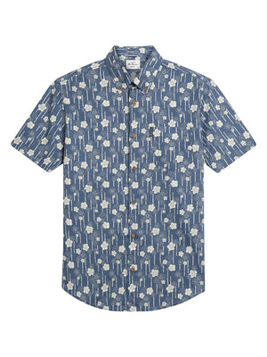 Indigo Floral Bamboo Print Shirt
