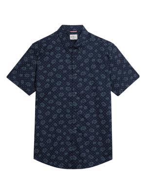 Navy Floral Geo Print Shirt