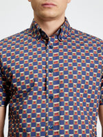 Load image into Gallery viewer, Navy Retro Geo Print Shirt
