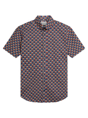 Navy Retro Geo Print Shirt