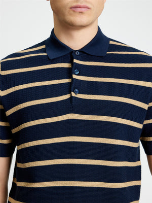 Navy Textured Polo Shirt