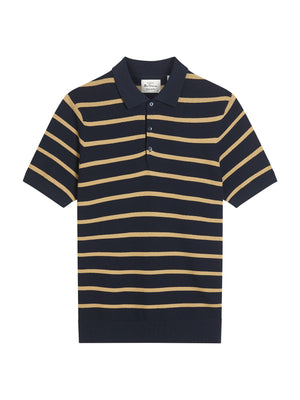 Navy Textured Polo Shirt