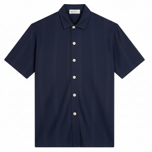 Navy Textured Polo Shirt