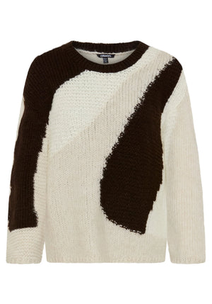 Beige Abstract Knit Sweater