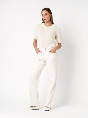 Ecru Wide Leg Jeans