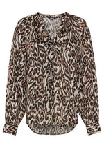 Load image into Gallery viewer, Brown Animal Print Blouse
