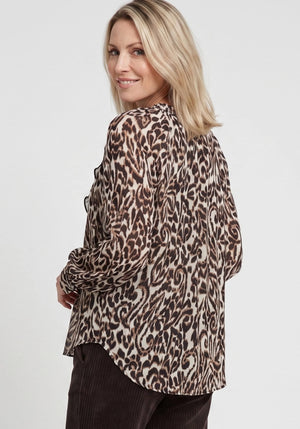 Brown Animal Print Blouse