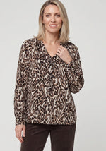 Load image into Gallery viewer, Brown Animal Print Blouse
