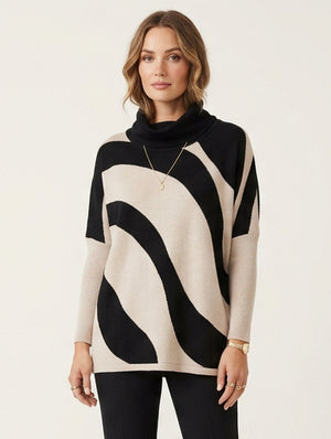 Black Diagonal Cowl Neck Jumper