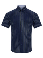 Load image into Gallery viewer, Navy Stripe Short Sleeve Shirt
