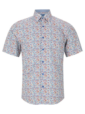Orange Printed Short Sleeve Shirt