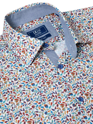 Orange Printed Short Sleeve Shirt
