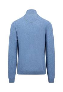 Fynch Hatton Merino Cashmere Half Zip Sweater Blue