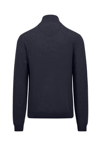 Fynch Hatton Merino Cashmere Half Zip Sweater Navy