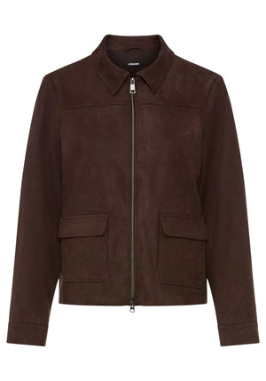 Brown Faux Suede Zip Jacket