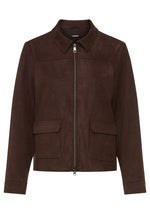 Load image into Gallery viewer, Brown Faux Suede Zip Jacket
