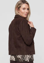 Load image into Gallery viewer, Brown Faux Suede Zip Jacket
