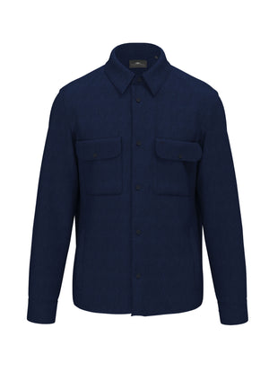 Navy Linen Blend Overshirt