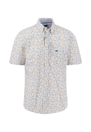 Orange Summer Flower Print Shirt