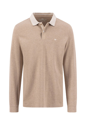 Taupe Long Sleeve Polo Shirt