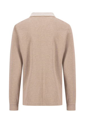 Taupe Long Sleeve Polo Shirt