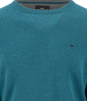 Teal Wool Cashmere Blend Crew Neck
