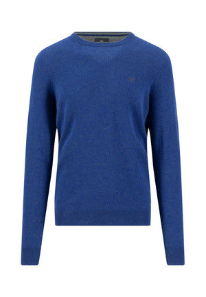 Cobalt Wool Cashmere Blend Crew Neck