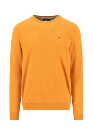 Orange Wool Cashmere Blend Crew Neck