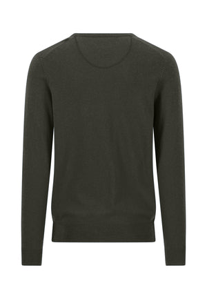 Green Wool Cashmere V-Neck Sweater