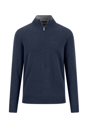Blue Merino Cashmere Blend Half Zip