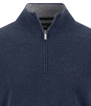 Blue Merino Cashmere Blend Half Zip
