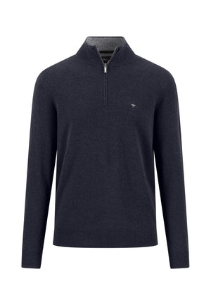 Navy Merino Cashmere Blend Half Zip