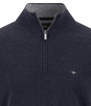 Navy Merino Cashmere Blend Half Zip
